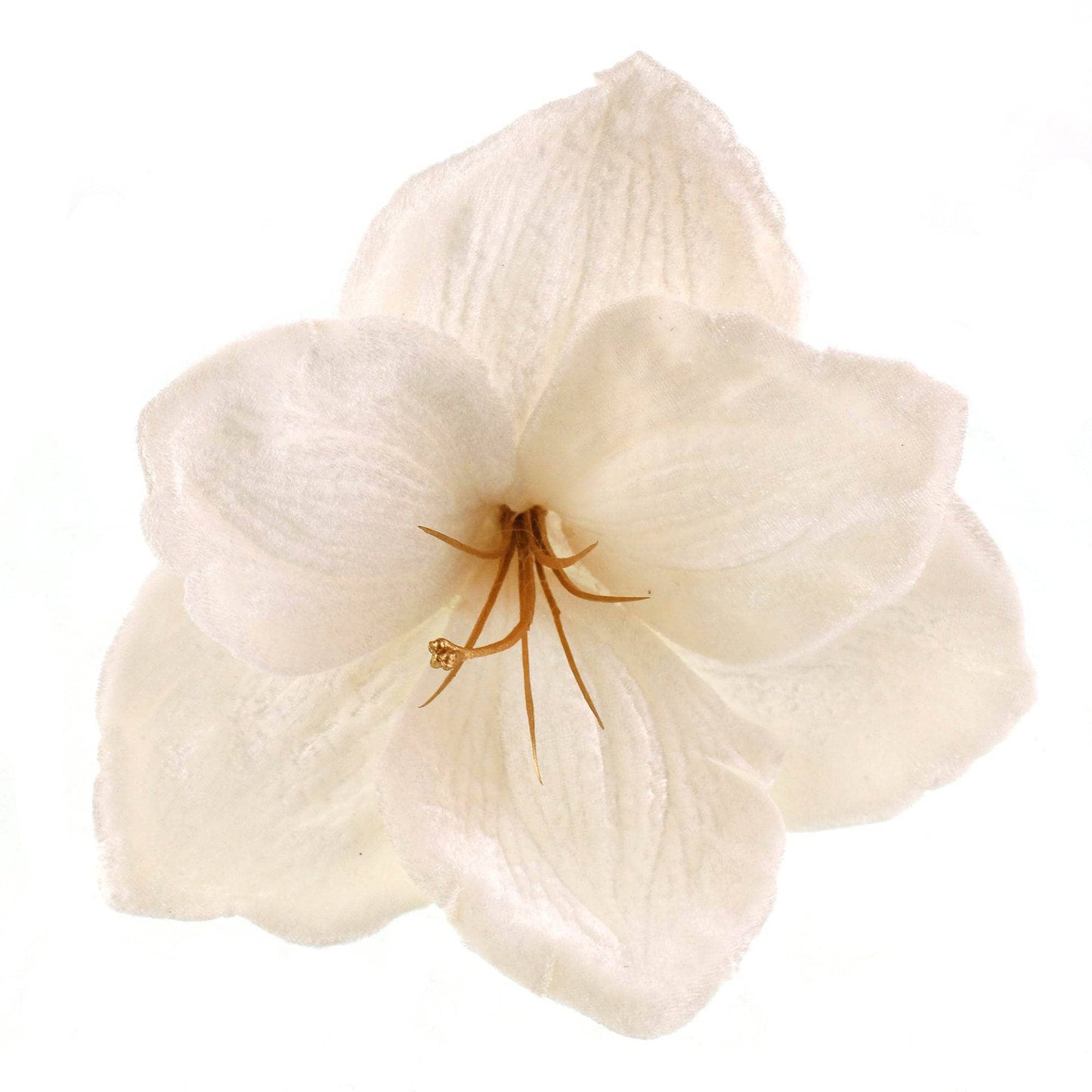 Christmas - White Velvet Amaryllis Clip Decoration - 14cm - 60012207