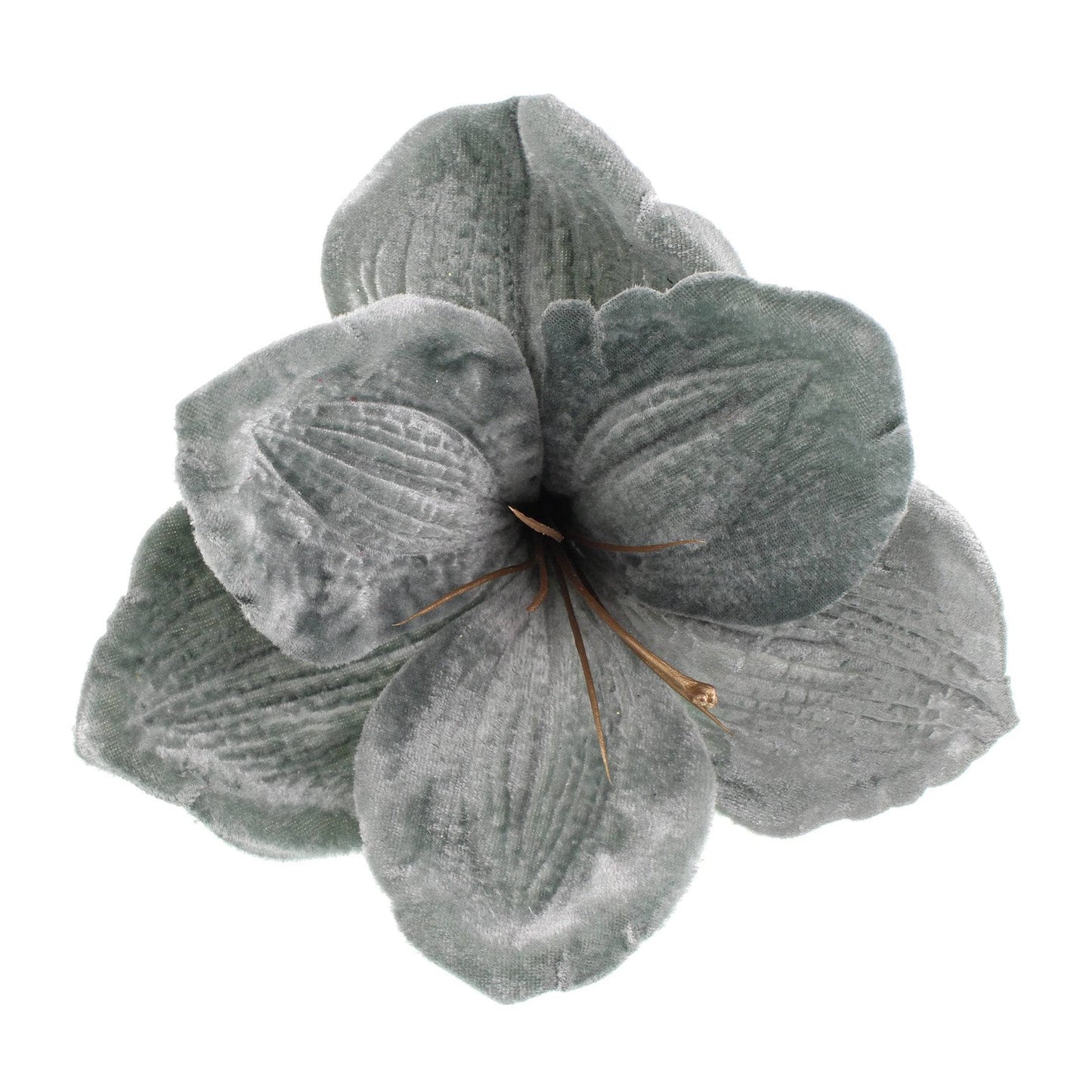 Christmas - Green Velvet Amaryllis Clip Decoration - 14cm - 60012208