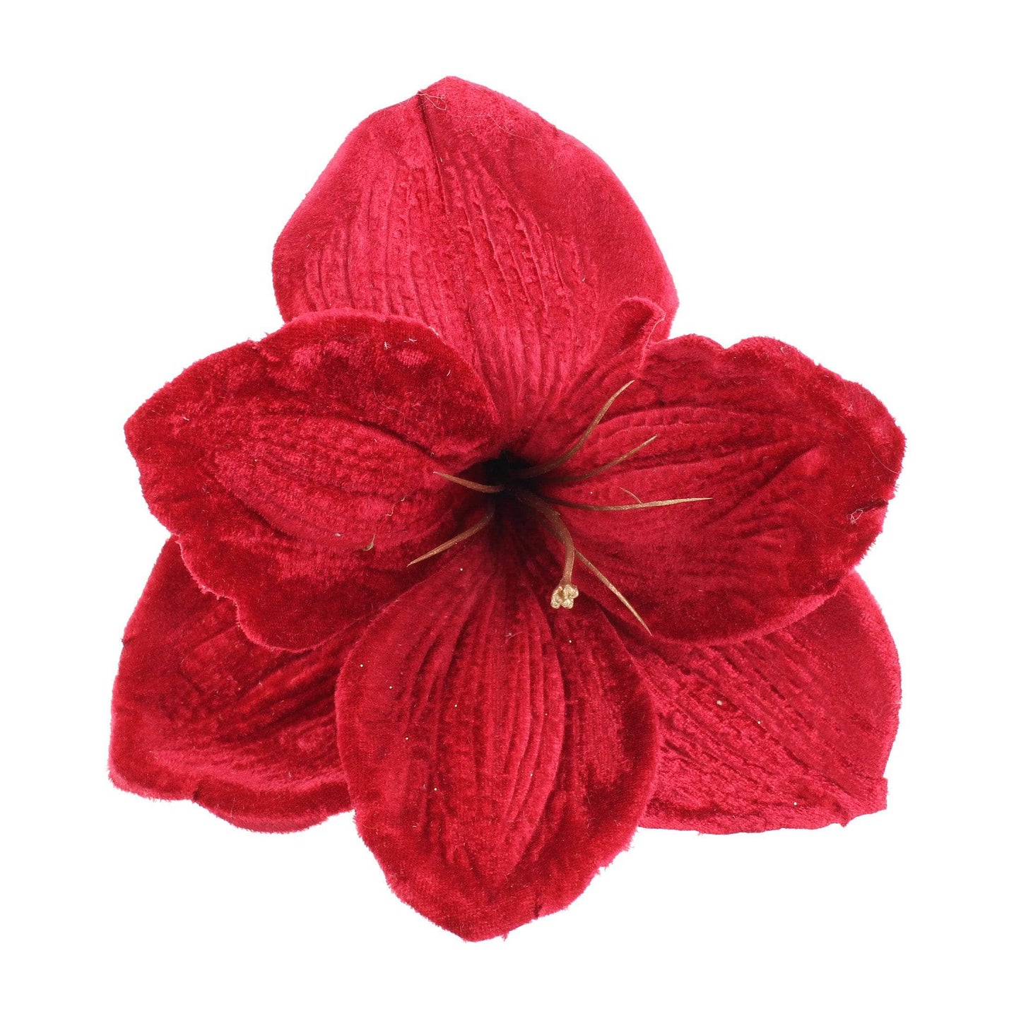 Christmas - Red Velvet Amaryllis Clip Decoration - 14cm - 60012209