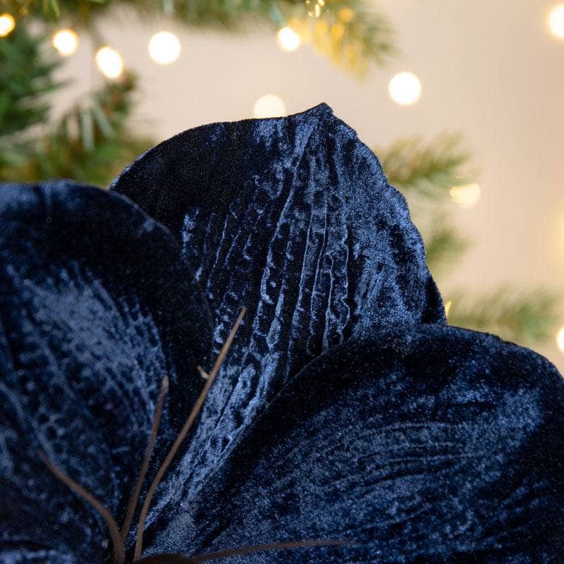 Christmas - Blue Velvet Amaryllis Clip Decoration - 14cm - 60012210