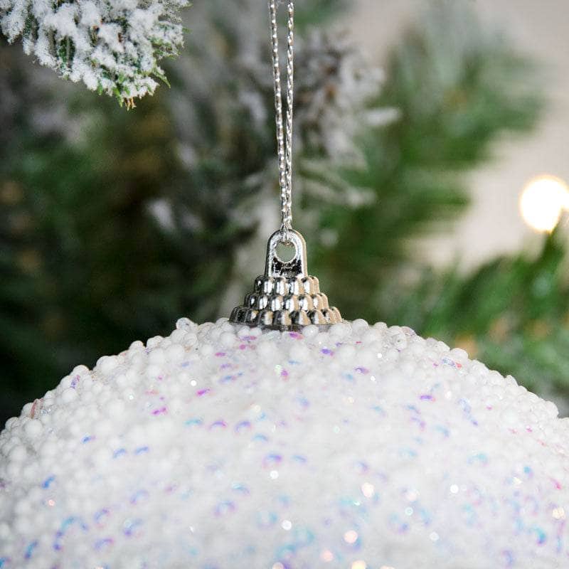 Christmas - White Sequin Bauble - 12cm - 60012227