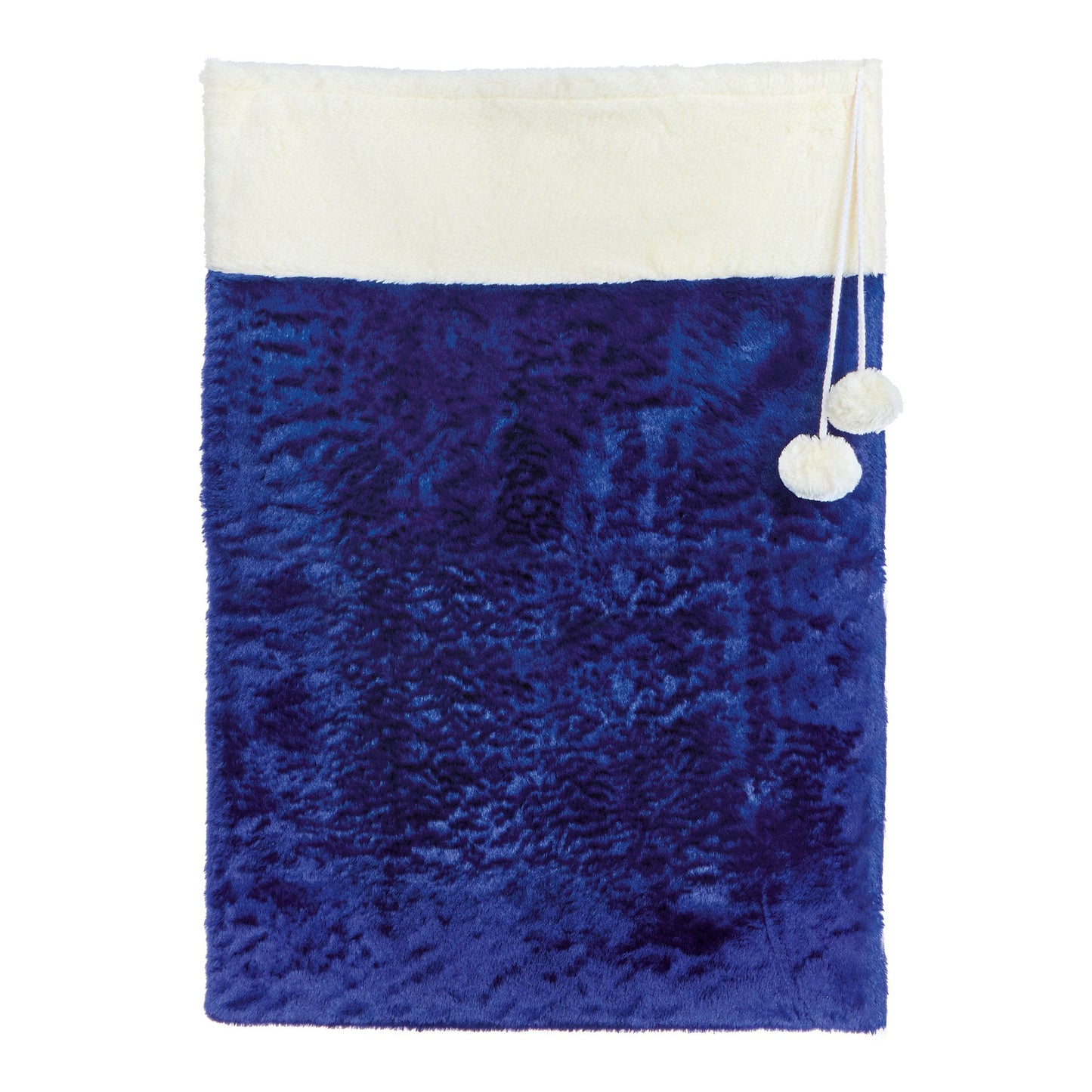 Christmas - Blue Sack With White Trim & Pom Poms - 80 x 55cm - 60012289