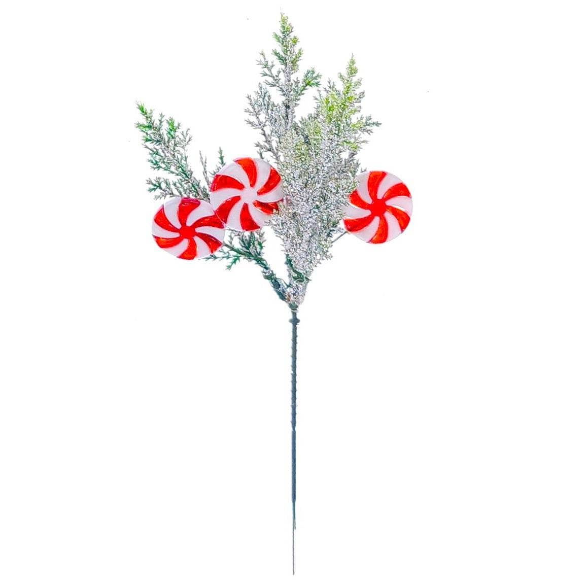 Christmas - Frosted Pine & Candy Pick - 26cm - 60012349