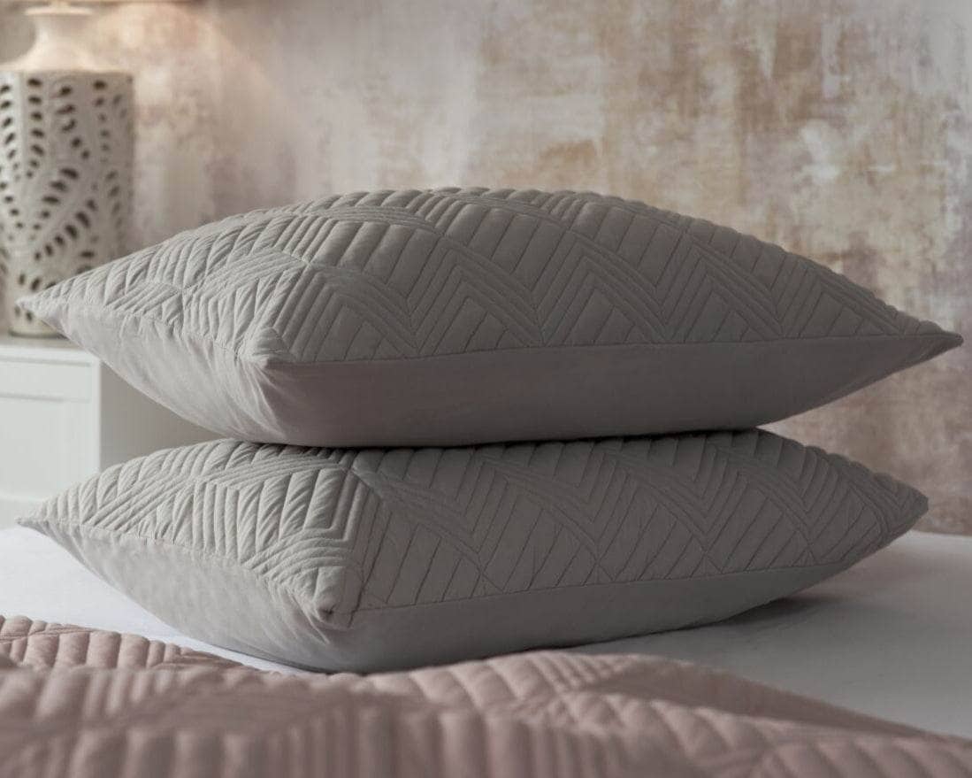 Homeware - Lisbon Geometric Pillow Sham Pair - Soft Grey - 60013470
