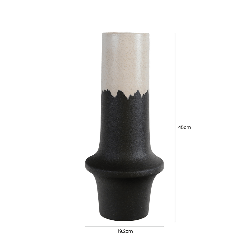Homeware - Black & White Ceramic Vase - 45cm - 60014129