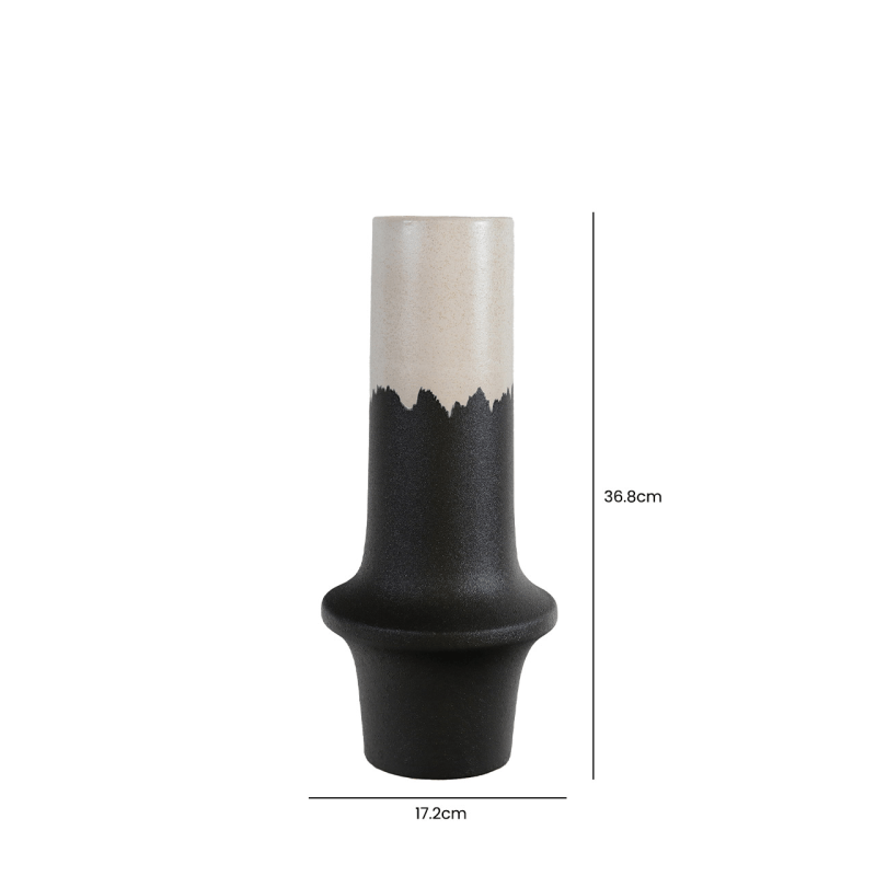 Homeware - Black & White Ceramic Vase - 36.8cm - 60014130