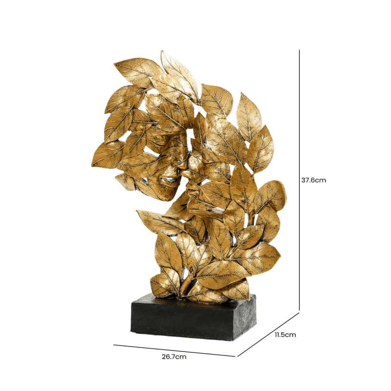 Homeware - Antique Gold Couple & Leaf Figurine - 37.6cm - 60014131