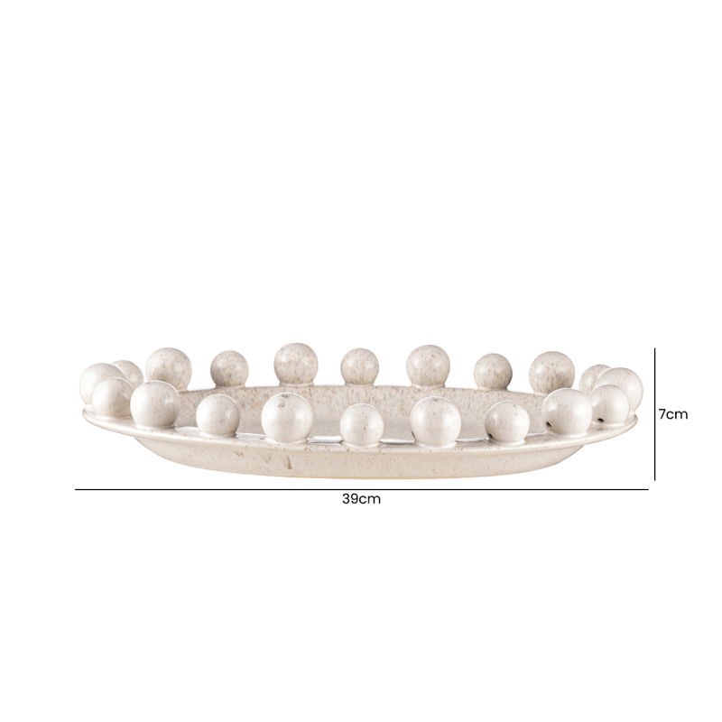 Homeware - Oval Bobble Edged White Ceramic Dish - 7cm - 60014138