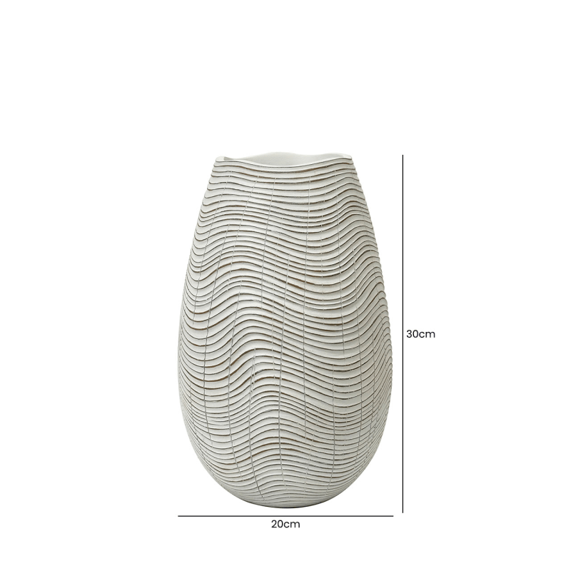 Homeware - White & Brown Vase - 30cm - 60014142
