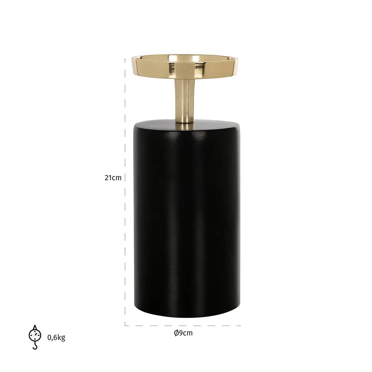 Homeware - Majestique Black & Gold Candle Holder - Small - 60313026