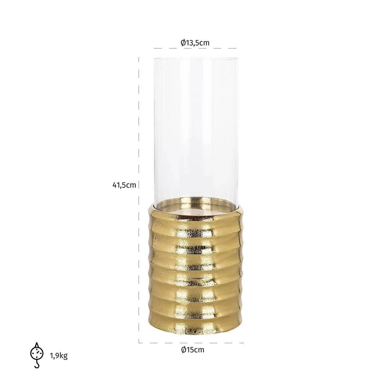 Homeware - Bodil Hurricane Gold Candle Holder - Large - 60313045