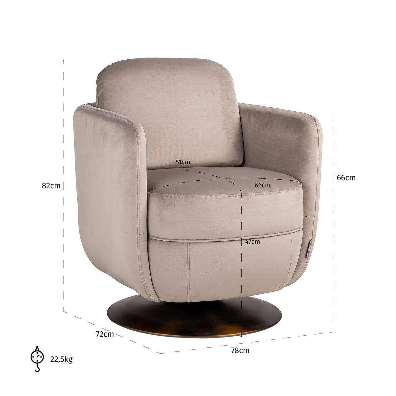 Furniture - Sebastian Swivel Lounge Chair - Khaki - 60313052
