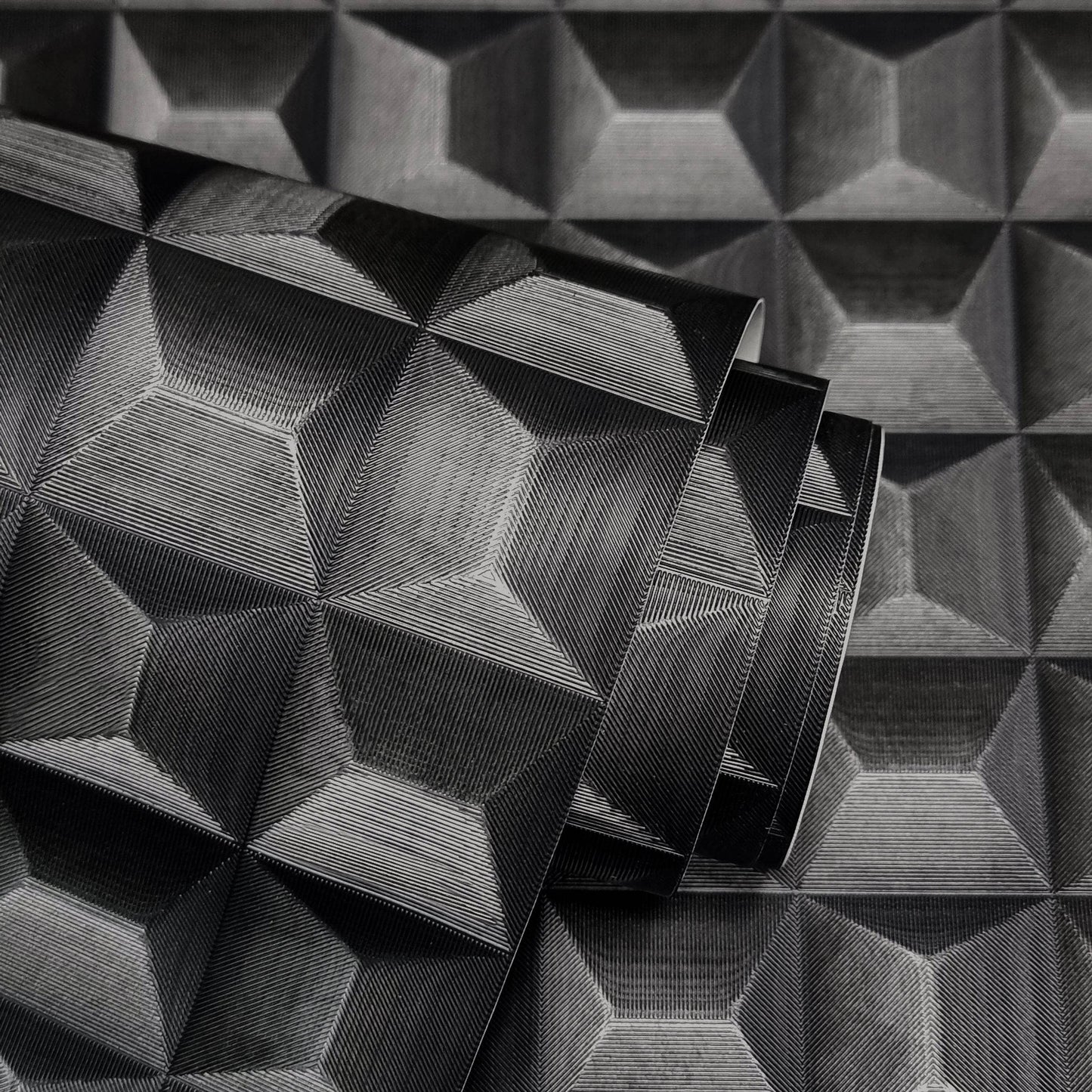 Wallpaper - Fine Decor Romero B49 3D Geo Black Wallpaper - M95682 - 60345198