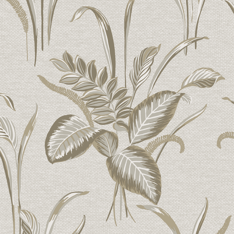 Wallpaper - Belgravia B08 Palma Leaf White & Champagne Wallpaper - 9011 - 60345311