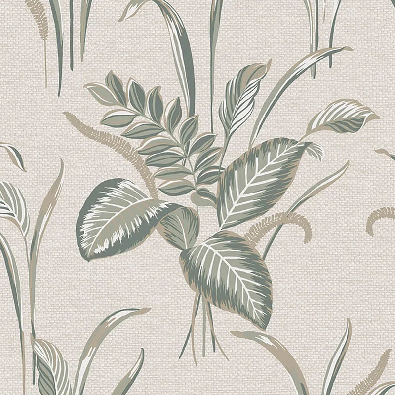 Wallpaper - Belgravia B08 Palma Leaf Sage & Champagne Wallpaper - 9010 - 60345313