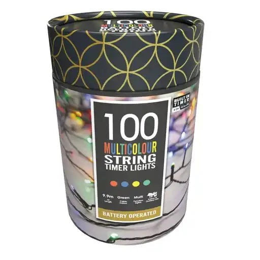 Lights - 100 Battery Powered Timer String Lights - Multicolour - 60369769