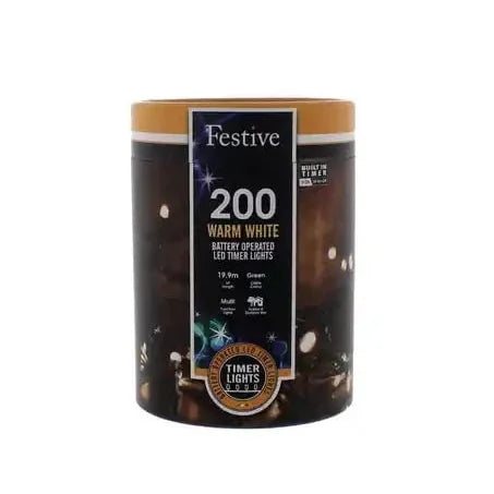 Christmas - 200 Battery Powered Timer String Lights - Warm White - 60487859