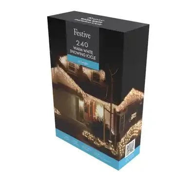 Lights - 240 Snow Icicle Christmas Lights - Warm White - 60369773