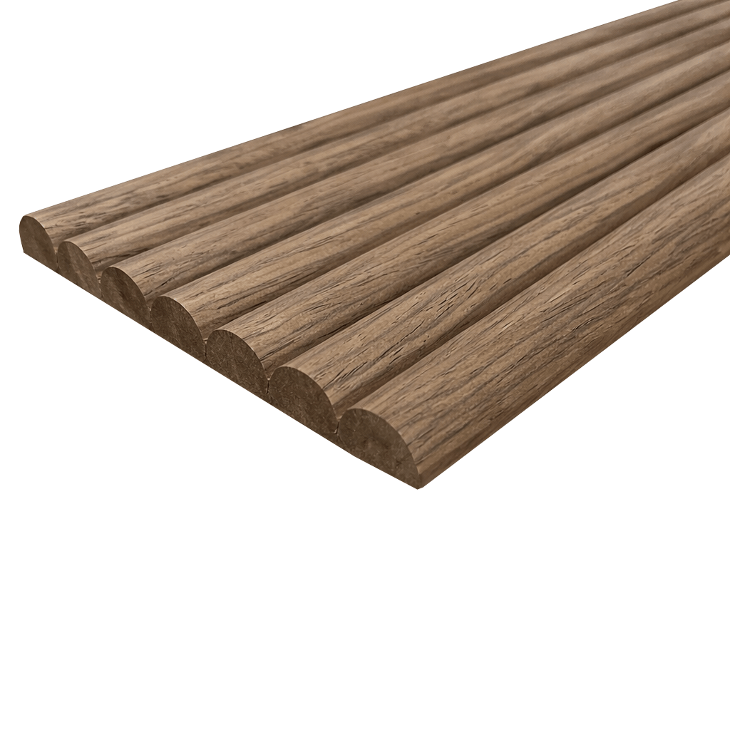 Wall Panelling - Tambour Single Semi-Circle Wall Panel - Walnut - 60418259
