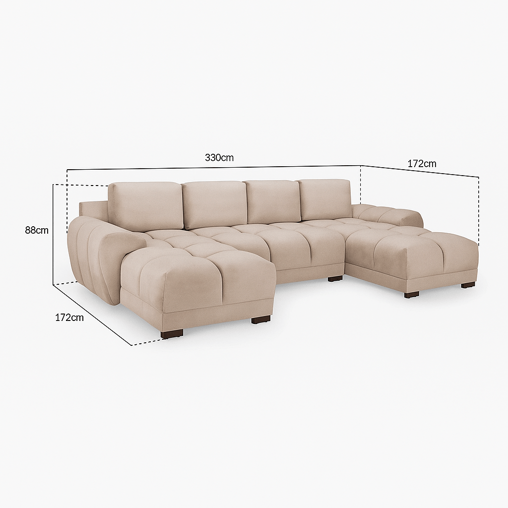Furniture - Baltimore U Shape Corner Sofa - Mocha - 60450813