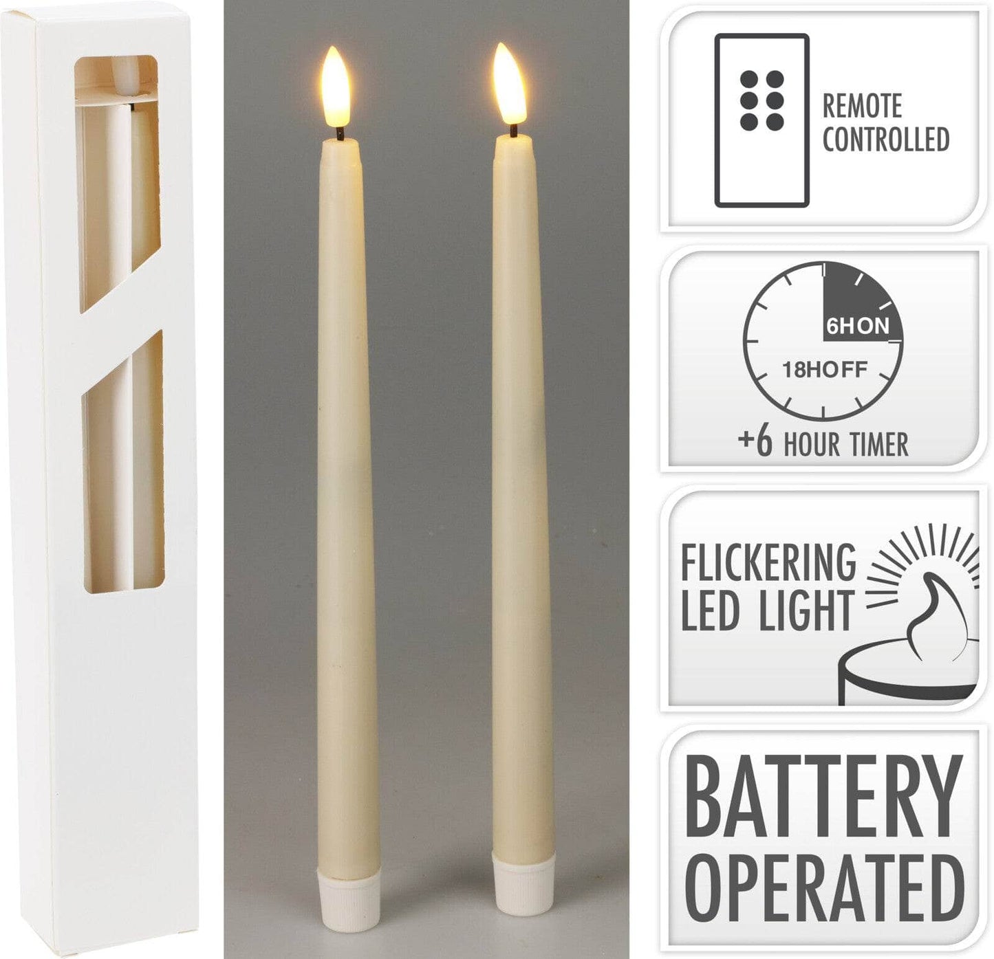 Christmas - Ivory Dinner Candles 2 Pack - 27cm - 60483934