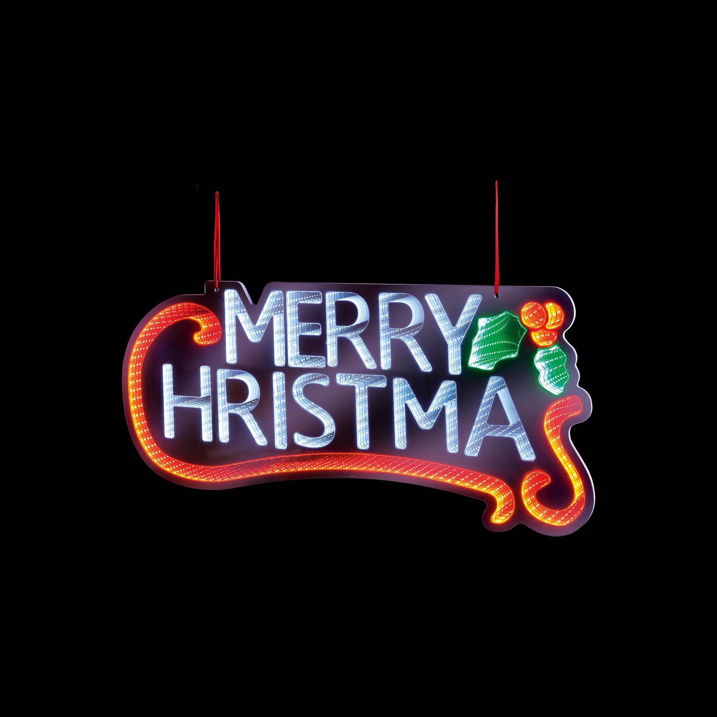 Christmas - Infinity Mirror Hanging Merry Christmas Sign - 60cm - 60484022