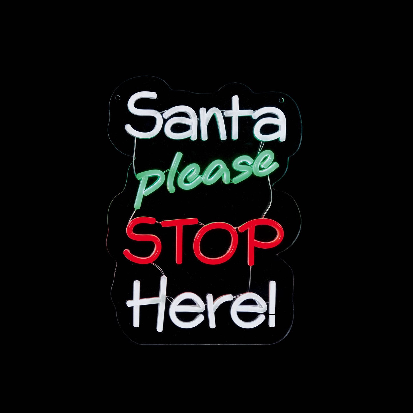 Christmas - Santa Please Stop Here Neon Sign - 35cm - 60484027