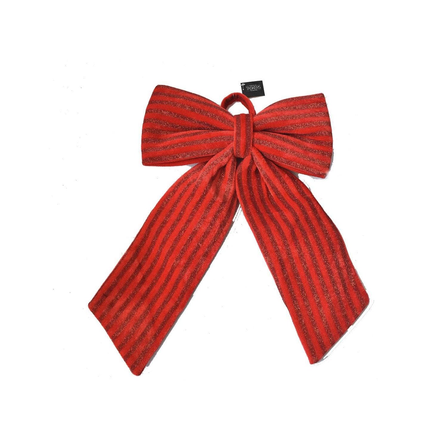 Christmas - Red Glitter Stripe Velvet Bow - 50 x 60cm - 60484049