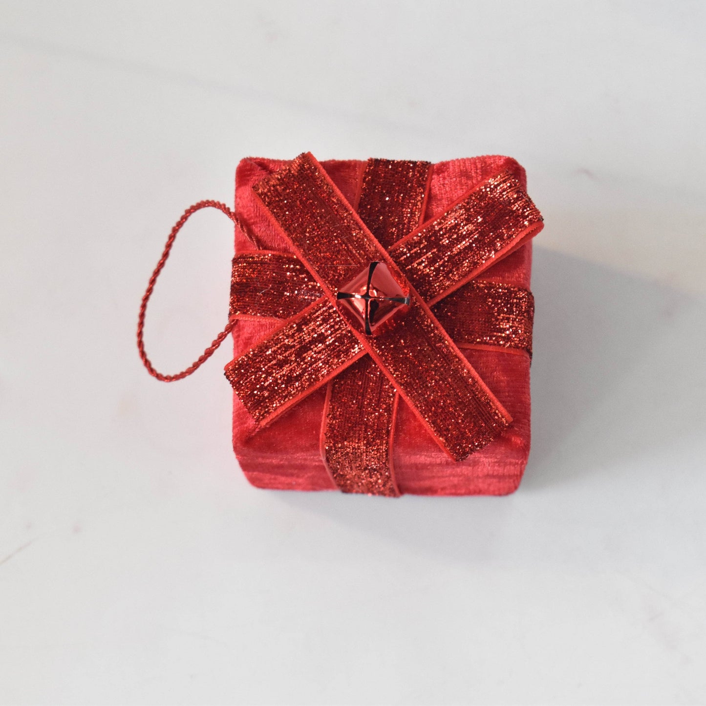 Christmas - Red Velvet Parcel Christmas Decoration - 10cm - 60484096