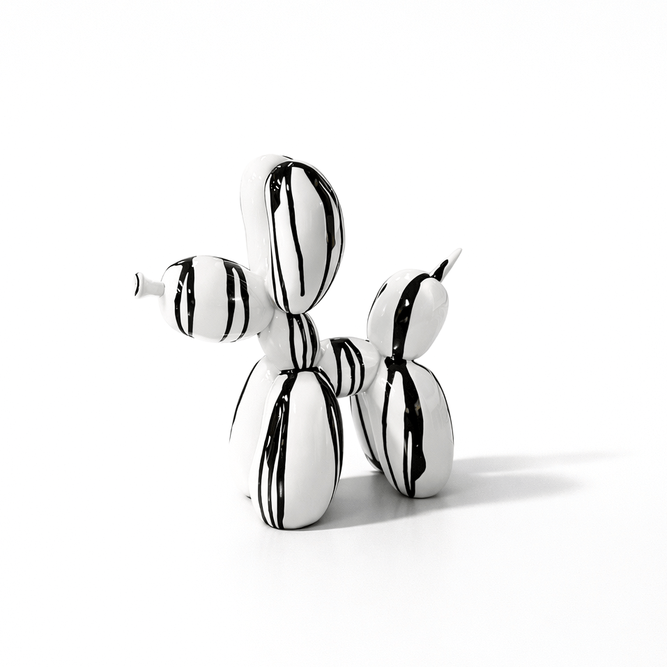 Homeware - Dripping Paint White Balloon Dog - 10 Inch - 60484414