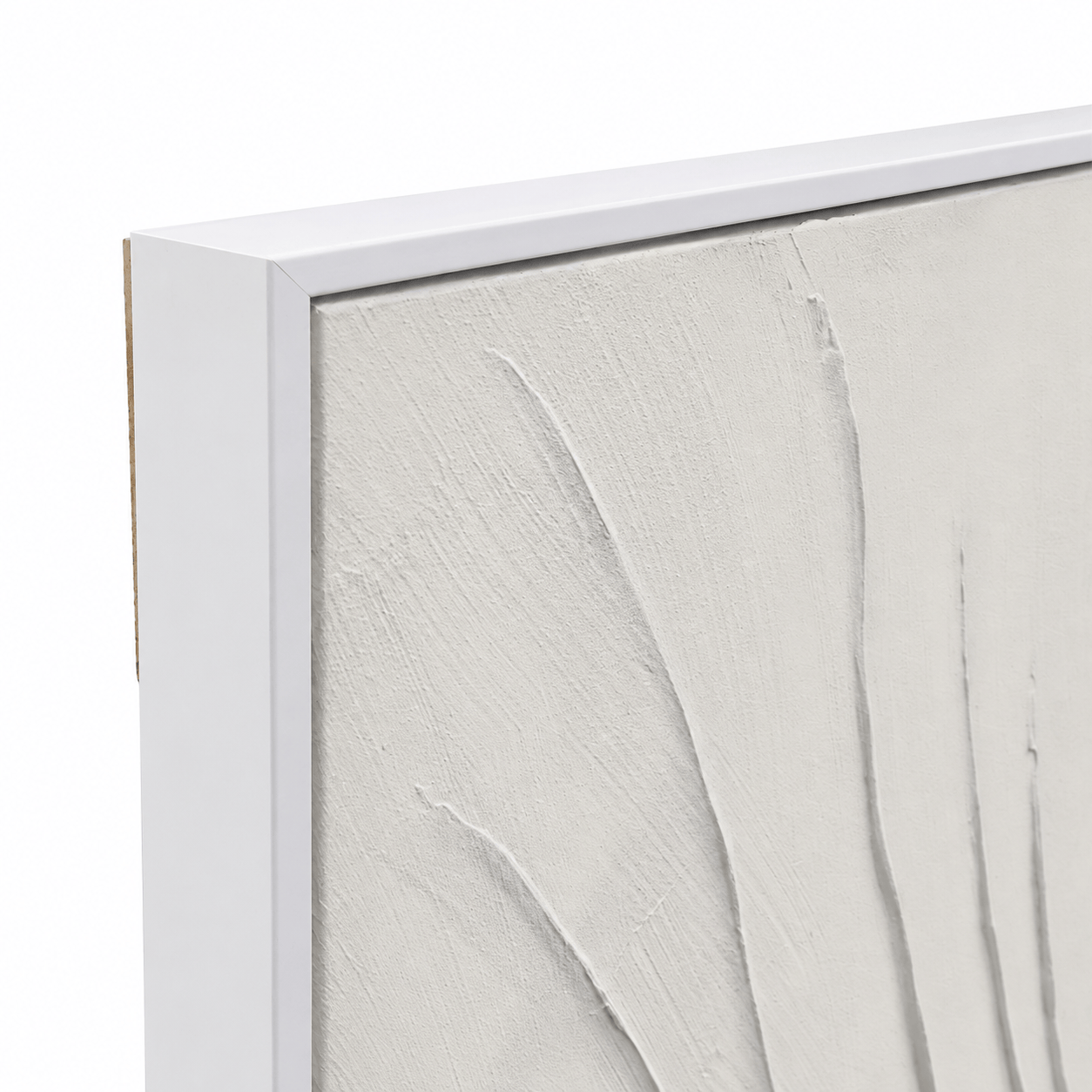 Pictures - Cream Abstract Painting on Canvas with White Frame - 150 x 80cm - 60484489