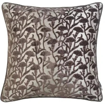 Homeware - Velvet Floral Chocolate Cushion - 50cm x 50cm - 60484517