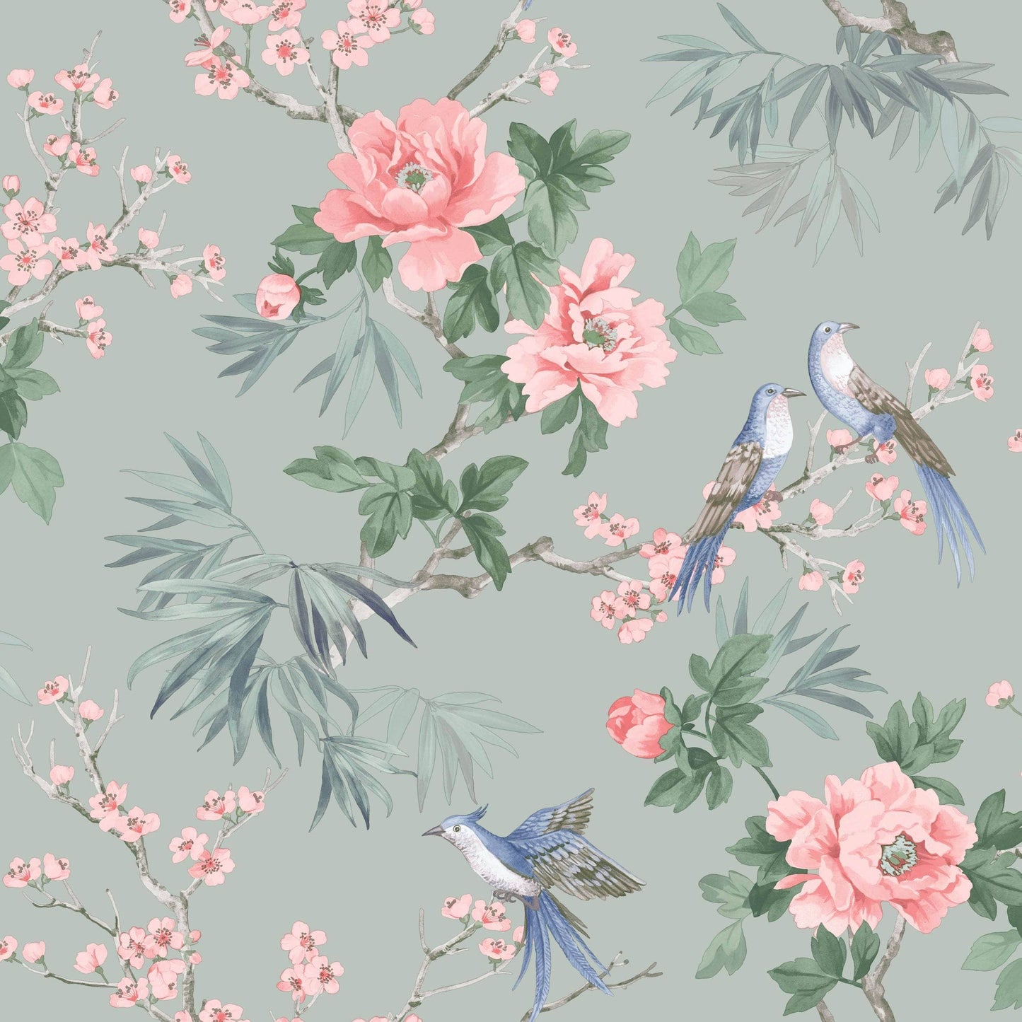 Samples - Rasch Amelie Chinoiserie Sage Wallpaper Sample 260568 - 60484676
