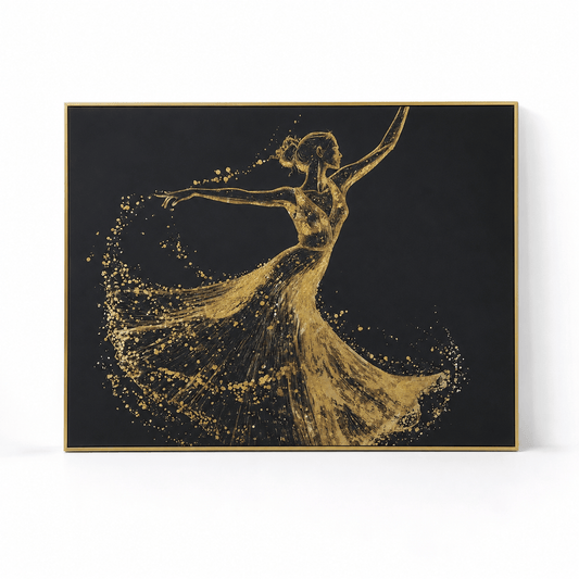 Pictures - Gold Dancer Painting on Canvas with Gold Printing - 120 x 90cm (2) - 60484729