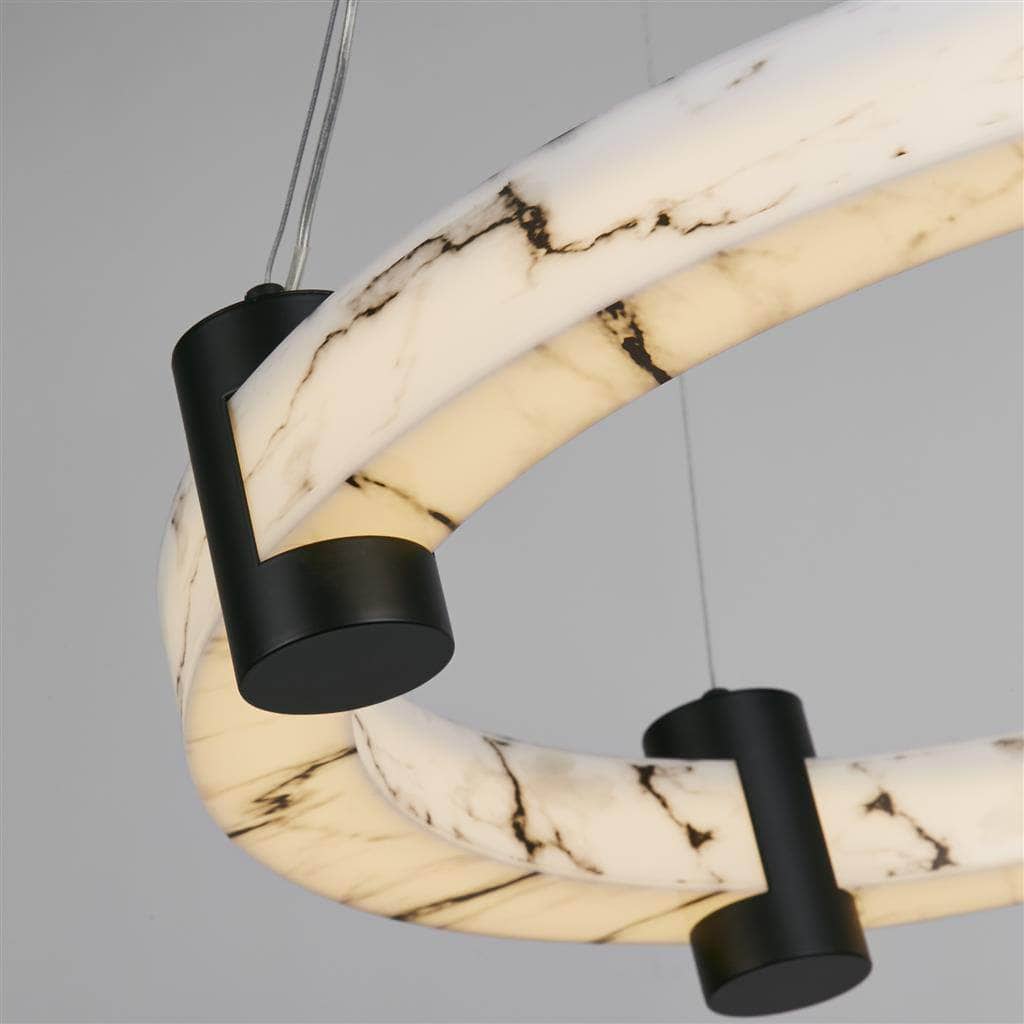 Lights - Moonbeam LED Pendant Black Metal & Marbleized Resin - 60484859