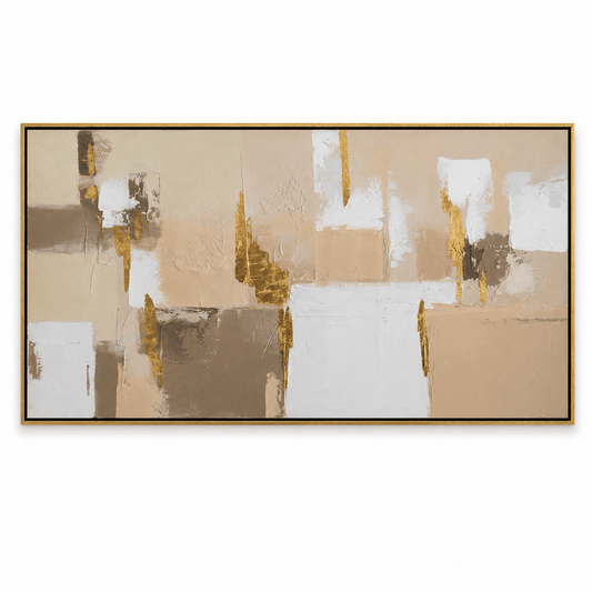 Pictures - 60484968 Gold & Beige Abstract Painting - 140 x 70cm - 60484968