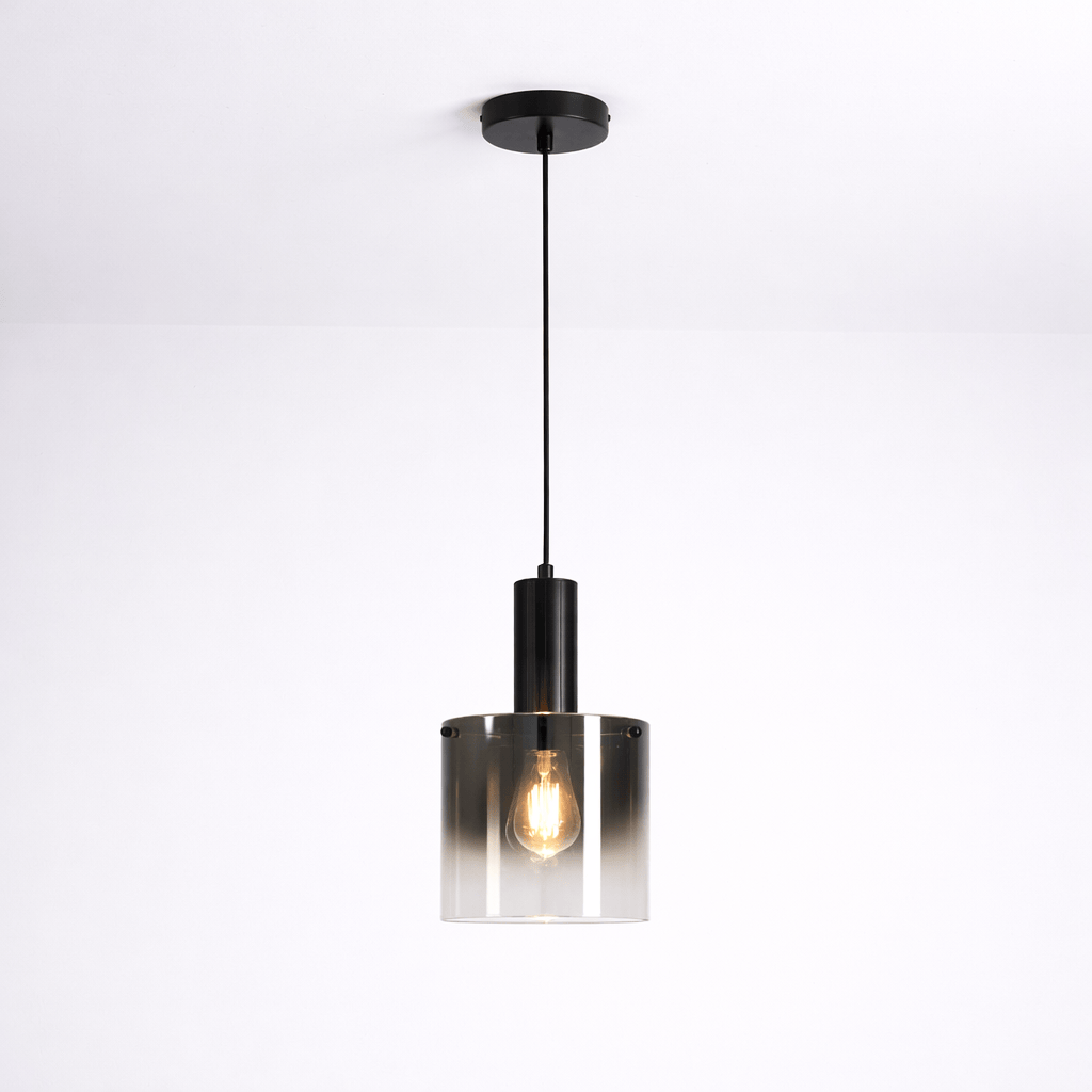 Lights - Stuttgart F001-1BK 1 Light Pendant Ceiling Light - Black & Ombre Glass - 60485691