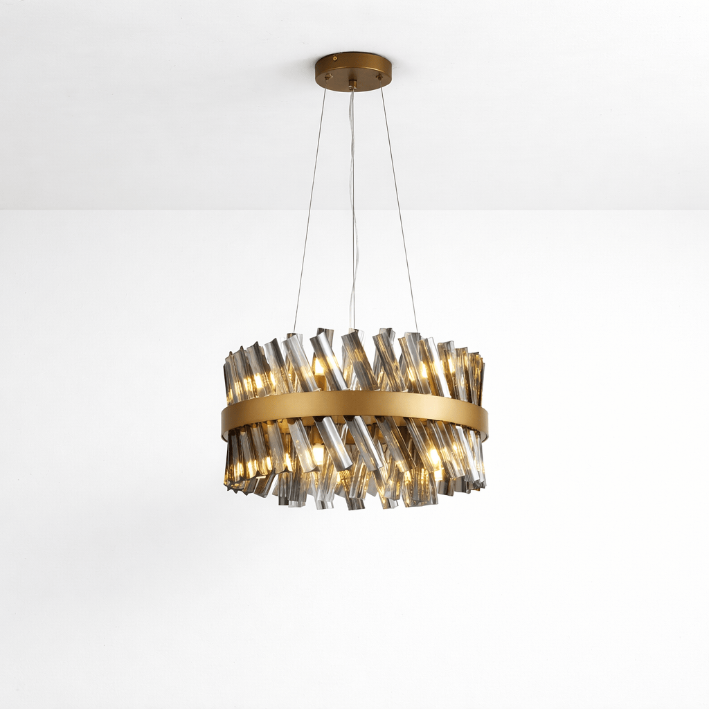 Lights - Dresden P004-10BR 10 Light Pendant Ceiling Light - Bronze & Smoked Glass - 60485717