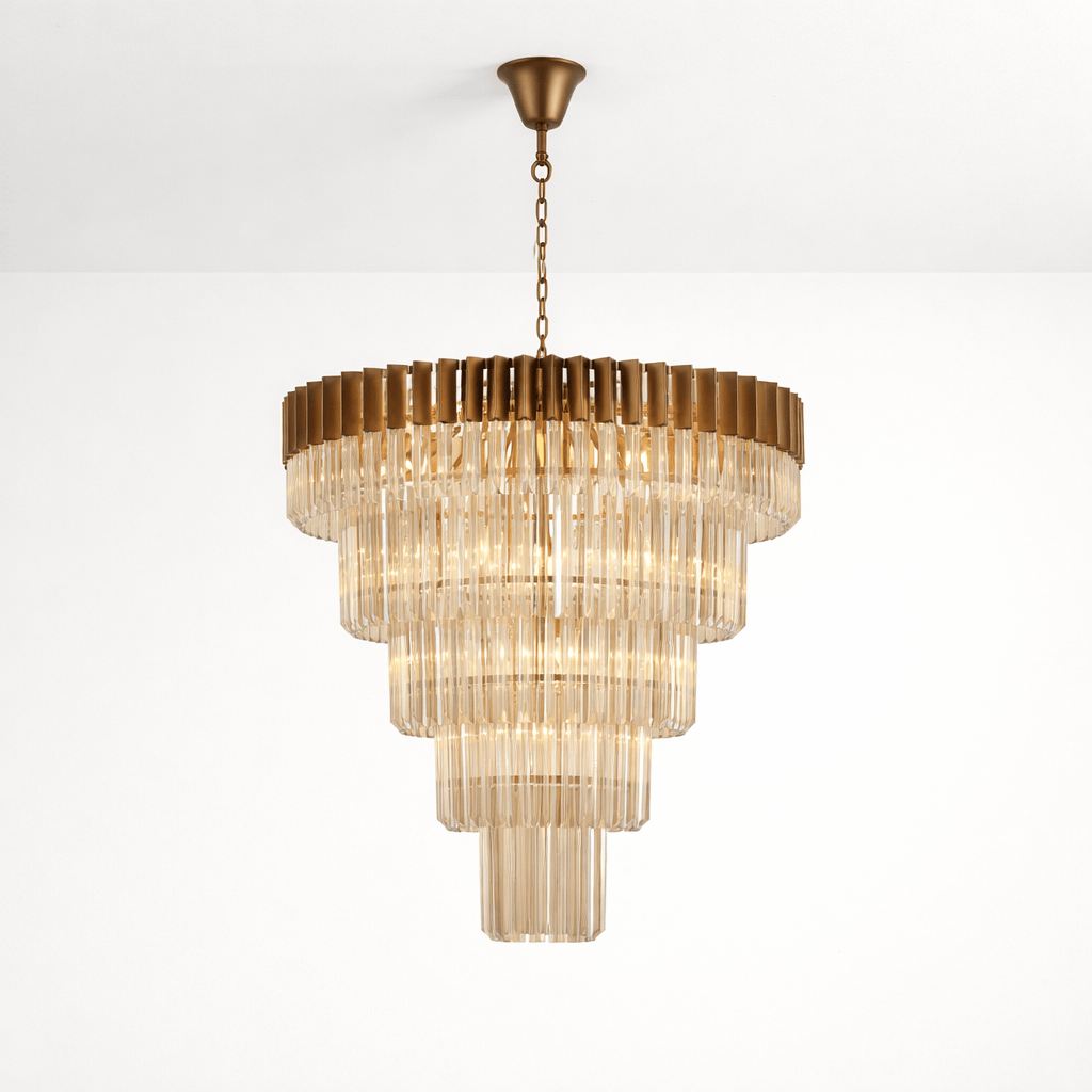 Lights - Dusseldorf P006-12CP 12 Light Pendant Ceiling Light - Bronze & Champagne Glass - 60485743