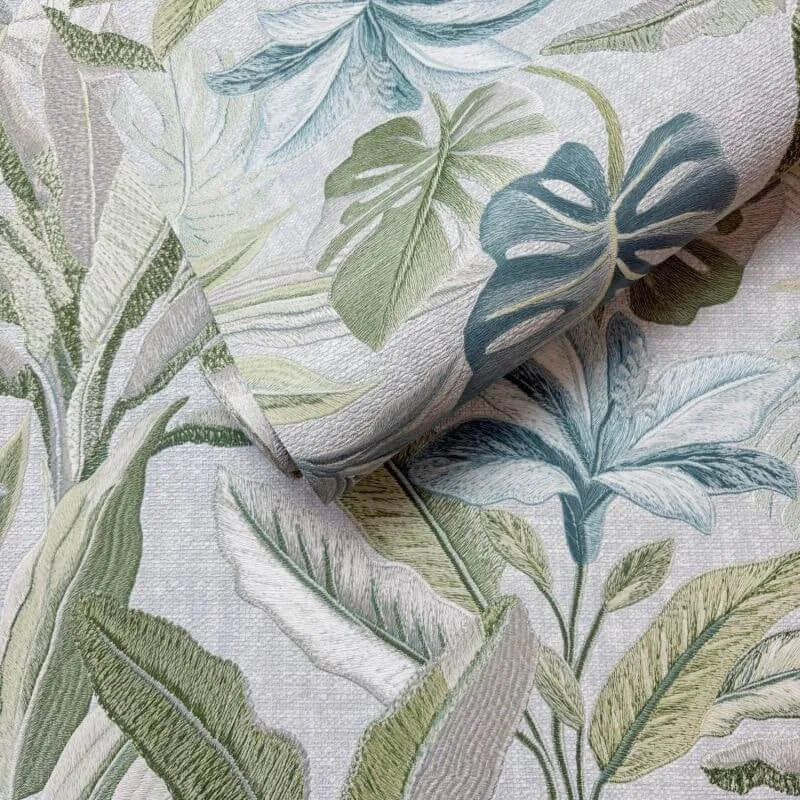 Wallpaper - Rasch Sofia Green & Blue Leaf Wallpaper - 400624 - 60486529