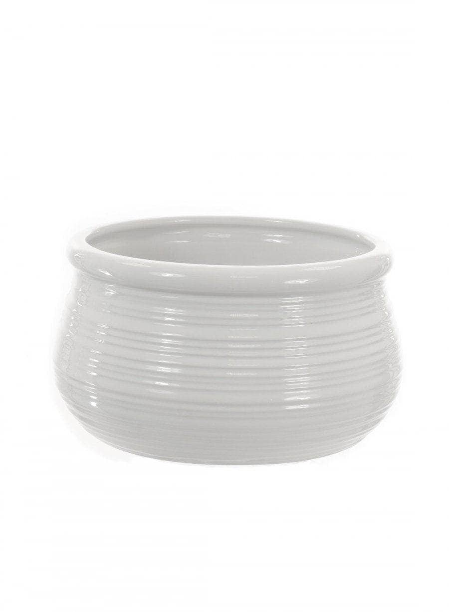 Homeware - Ceramic Lined Bowl Vase - White - 60005586