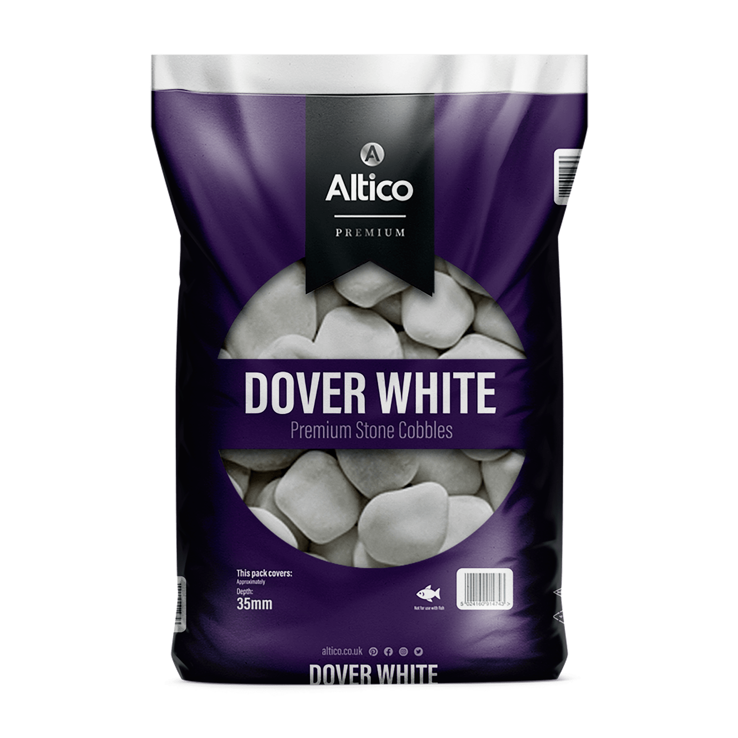 Gardening  -  Altico A10703 Dover White Premium Cobbles  -  60003134