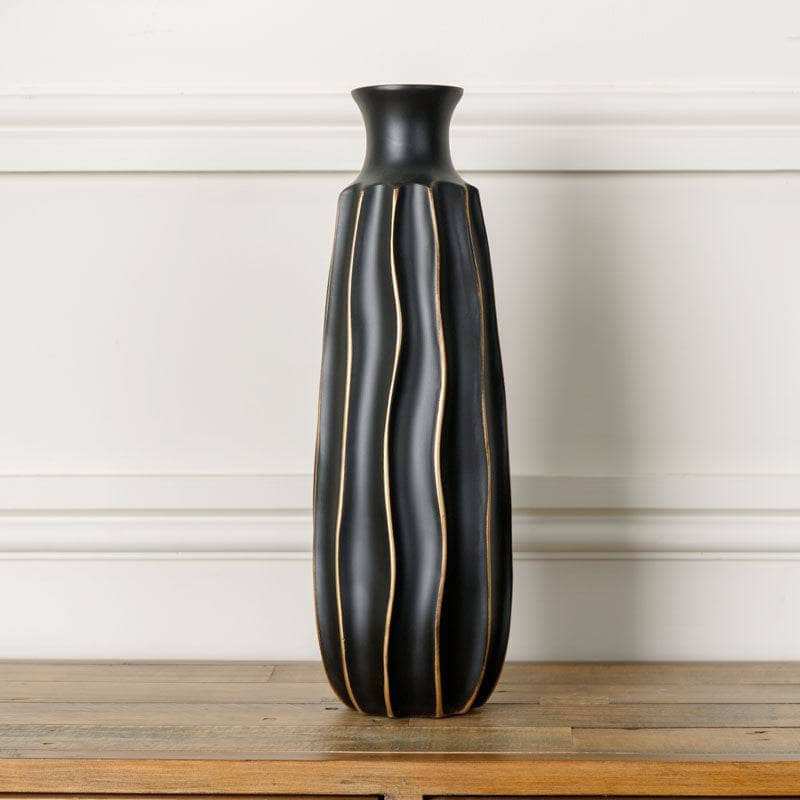 Homeware -  Black & Gold Striped Vase - 46cm  -  60008147