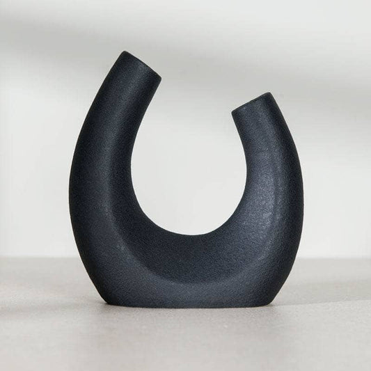 Homeware -  Black U Shaped Vase - 20cm  -  60008367