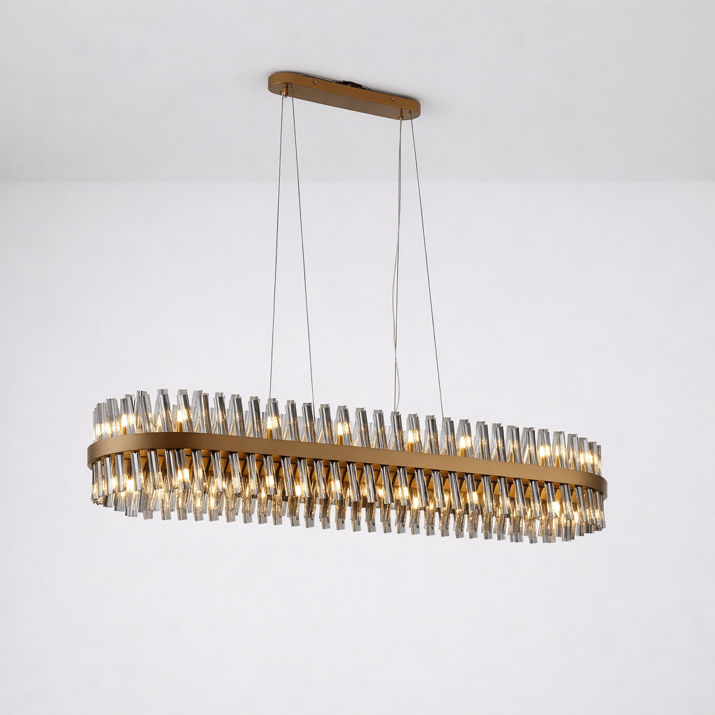 Lights - Dresden P004-36BR 36 Light Oval Pendant Ceiling Light - Bronze & Smoked Glass - 60485723