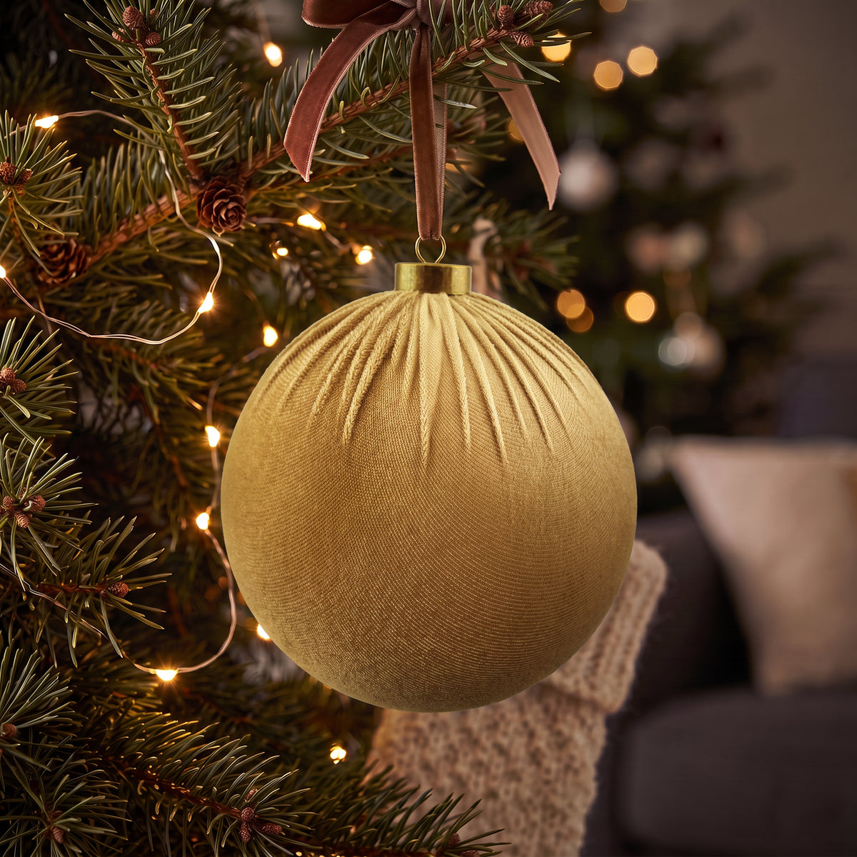 Velvet Bauble - Taupe - 20cm