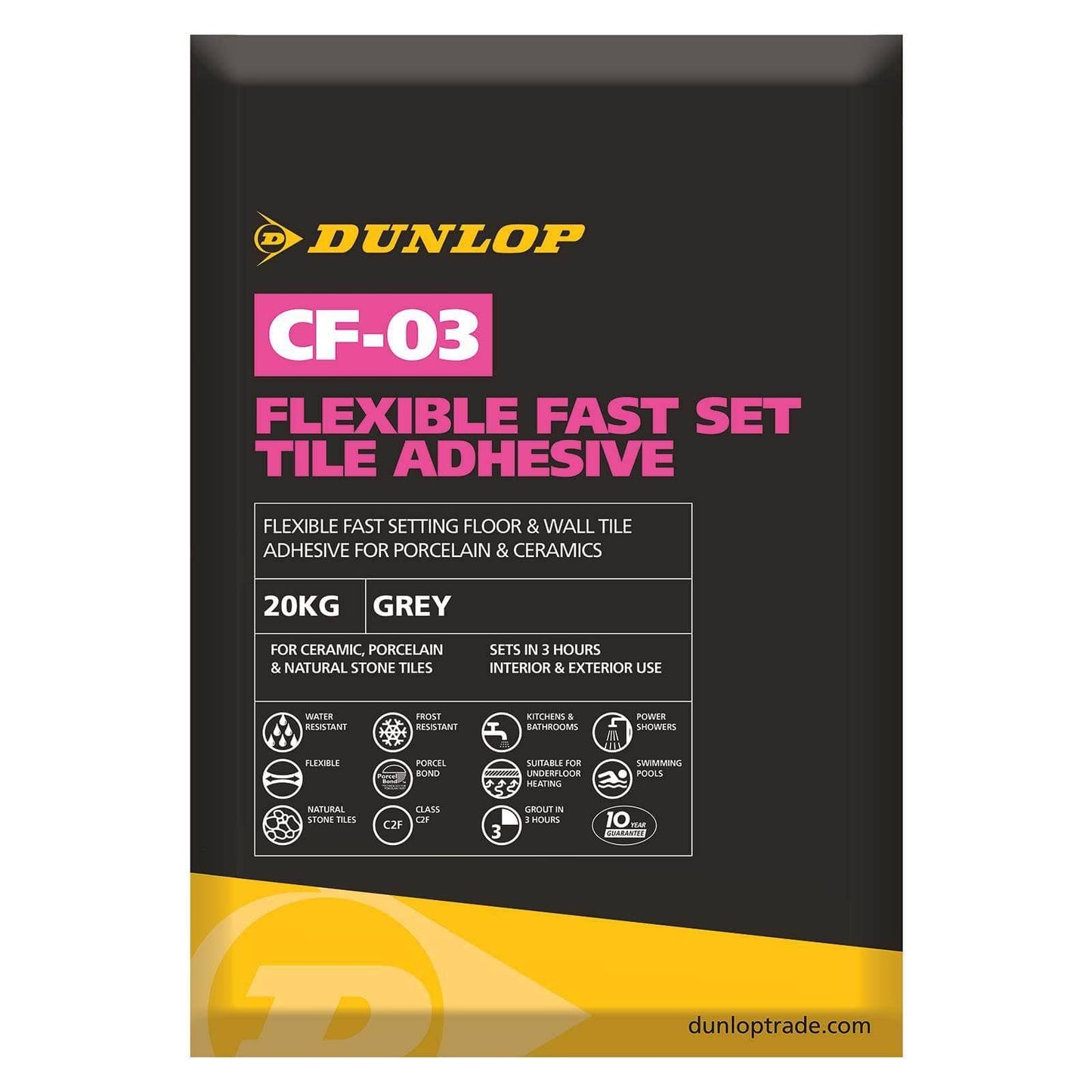DIY - Dunlop Grey Set Fast Tile Adhesive 20kg - 01309966