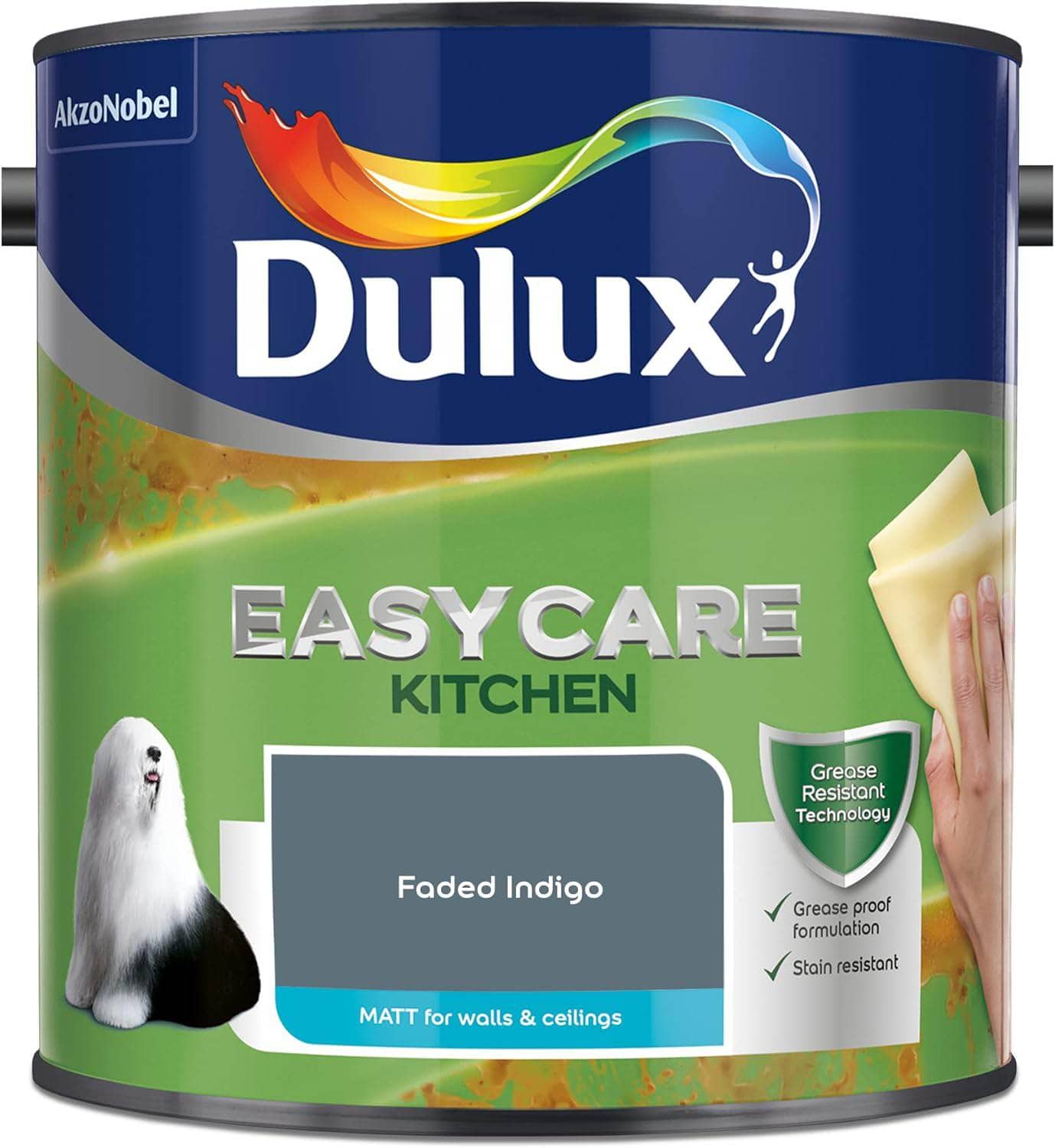 Paint - Dulux Easycare Kitchen 2.5L Matt Emulsion - Faded Indigo - 60005910