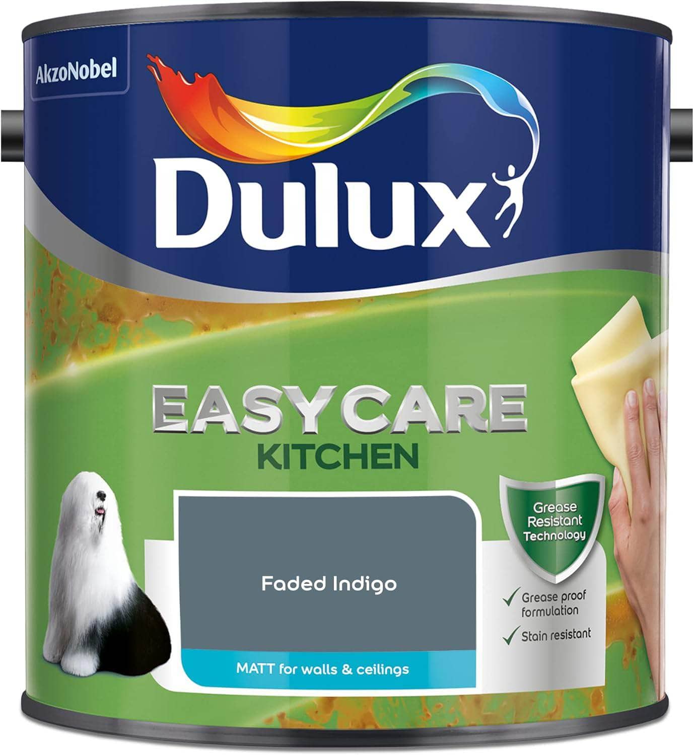 Paint  -  Dulux Easycare Kitchen 2.5L Matt Emulsion - Faded Indigo  -  60005910