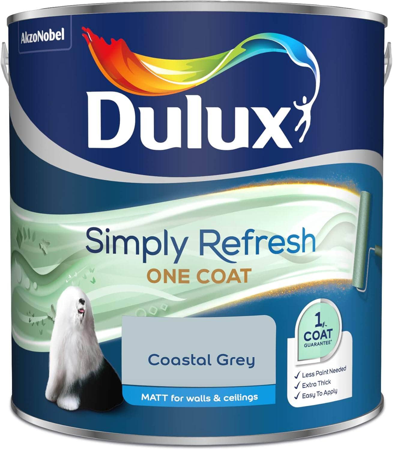 Paint - Dulux Simply Refresh 2.5L One Coat Emulsion Coastal Grey - 60005859